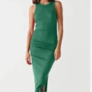 Michael Stars Women's Side-Ruched Ultra Rib Midi Dress - Scoop Neck, Size XLP